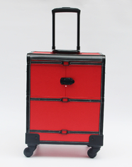 Artista de maquillaje profesional rojo Case, caja durable de la carretilla del maquillaje con las ruedas